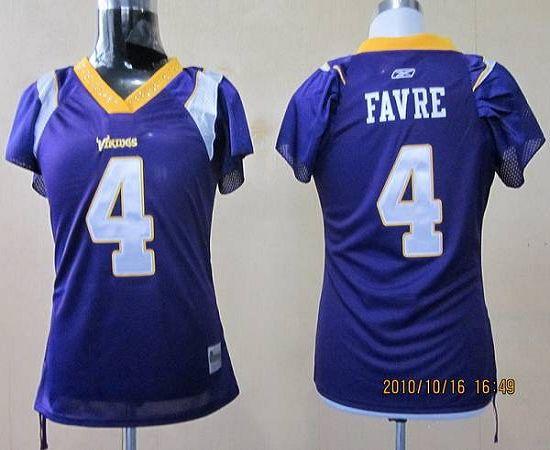 Vikings #4 Brett Favre Purple Women's Field Flirt Stitched NFL Jersey - Click Image to Close